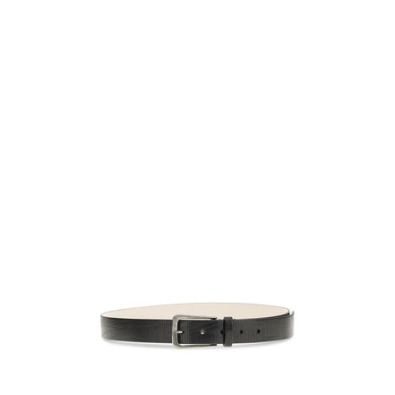 Brunello Cucinelli Ceinture classique en cuir de veau noir Bos Taurus
