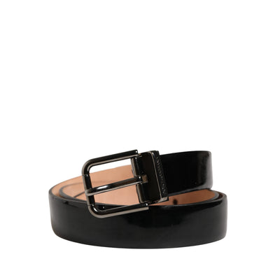 Cintura Dolce & Gabbana da uomo nera in pelle classica con fibbia in metallo