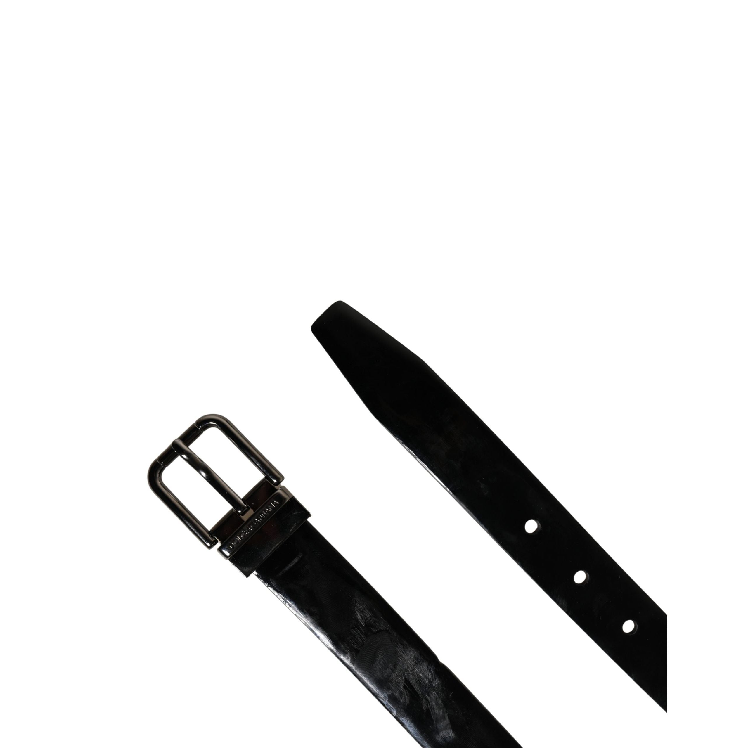 Dolce & Gabbana Black Classic Leather Metal Buckle Belt