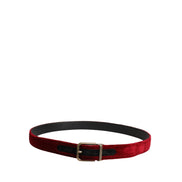 Cintura con fibbia in metallo in velluto di cotone bordeaux da uomo Dolce & Gabbana