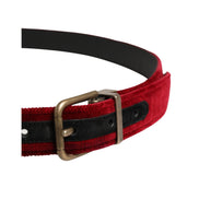 Cintura con fibbia in metallo in velluto di cotone bordeaux da uomo Dolce & Gabbana