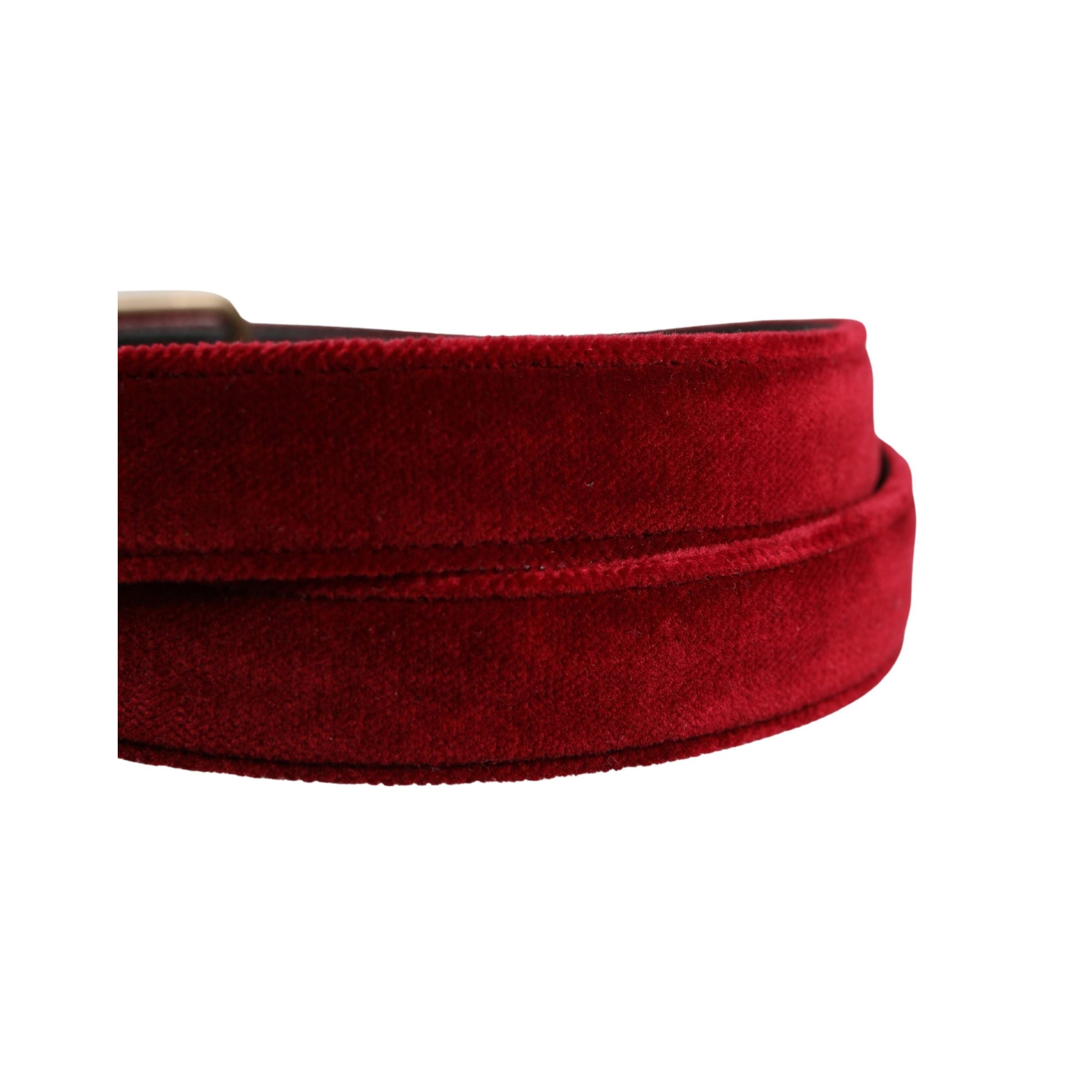 Cintura con fibbia in metallo in velluto di cotone bordeaux da uomo Dolce & Gabbana