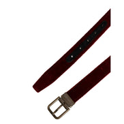 Cintura con fibbia in metallo in velluto di cotone bordeaux da uomo Dolce & Gabbana