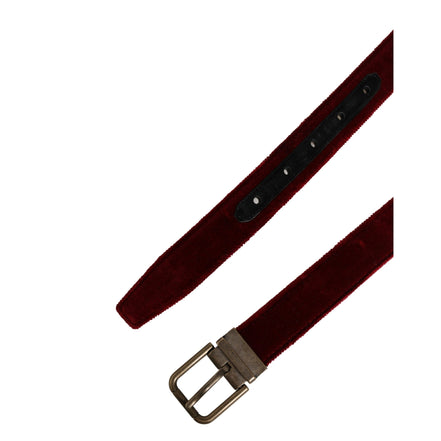 Cintura con fibbia in metallo in velluto di cotone bordeaux da uomo Dolce & Gabbana