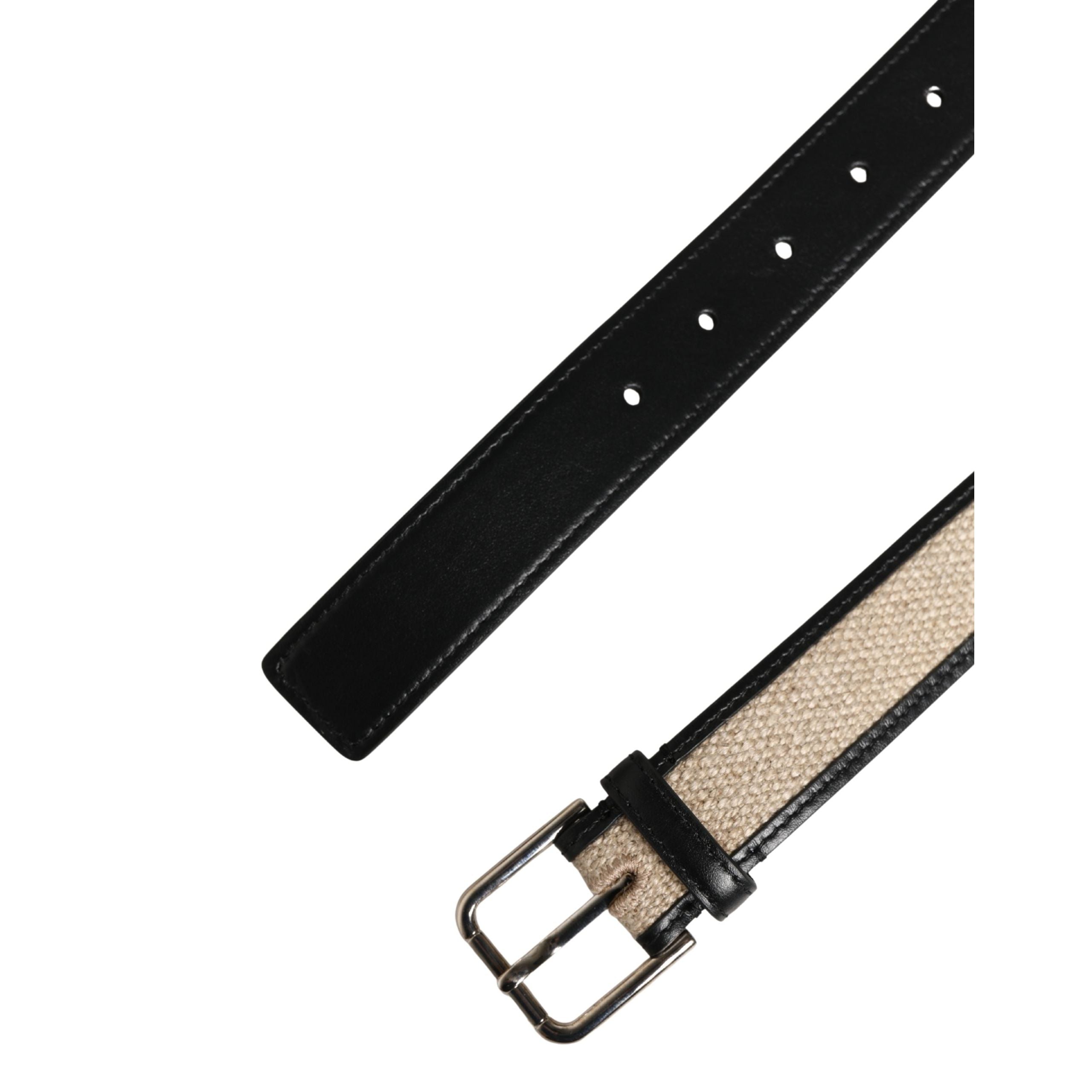 Dolce & Gabbana Beige Woven Leather Metal Buckle Belt
