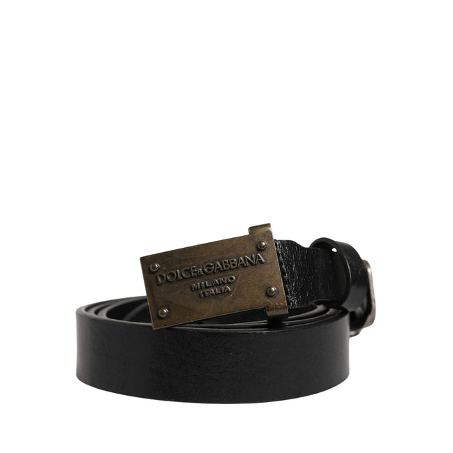 Ceinture Dolce & Gabbana en cuir noir classique avec boucle logo pour homme