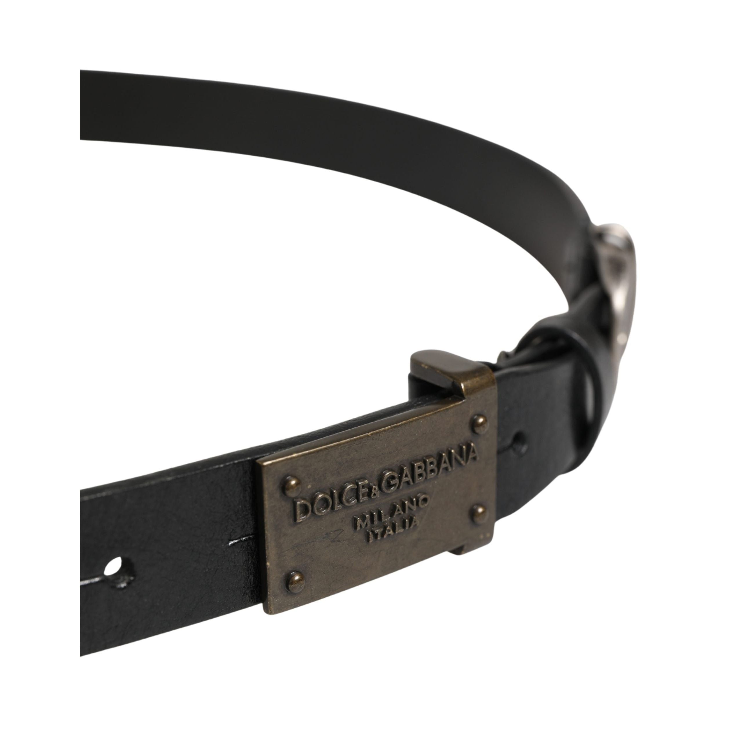Ceinture Dolce & Gabbana en cuir noir classique avec boucle logo pour homme