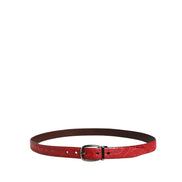 Ceinture Dolce & Gabbana pour homme en cuir exotique rouge à boucle métallique