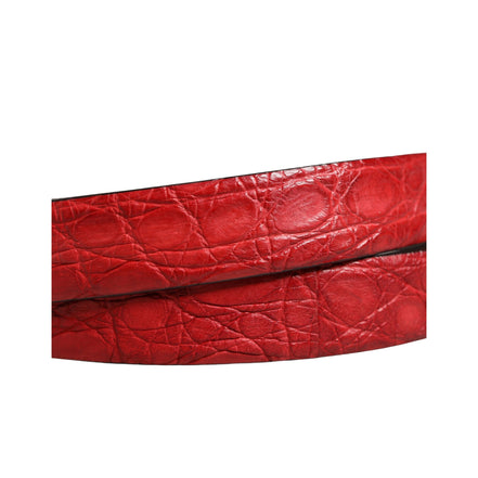 Ceinture Dolce & Gabbana pour homme en cuir exotique rouge à boucle métallique