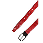 Ceinture Dolce & Gabbana pour homme en cuir exotique rouge à boucle métallique