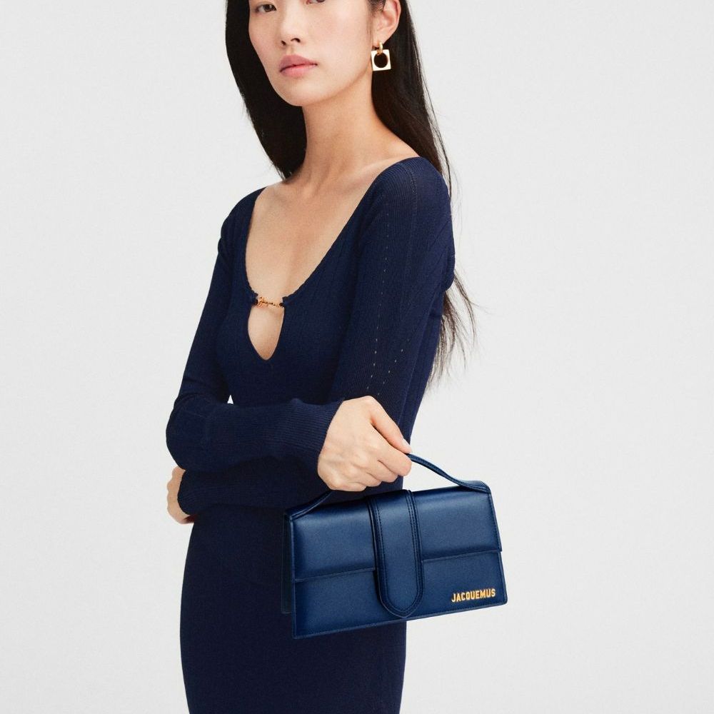 Jacquemus Dark NavyLeather Le Grand Bambino Handbag