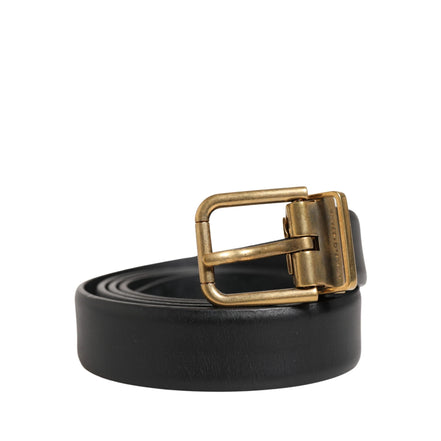 Dolce & Gabbana Black Classic Leather Metal Buckle Belt