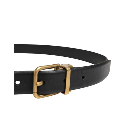 Dolce & Gabbana Black Classic Leather Metal Buckle Belt