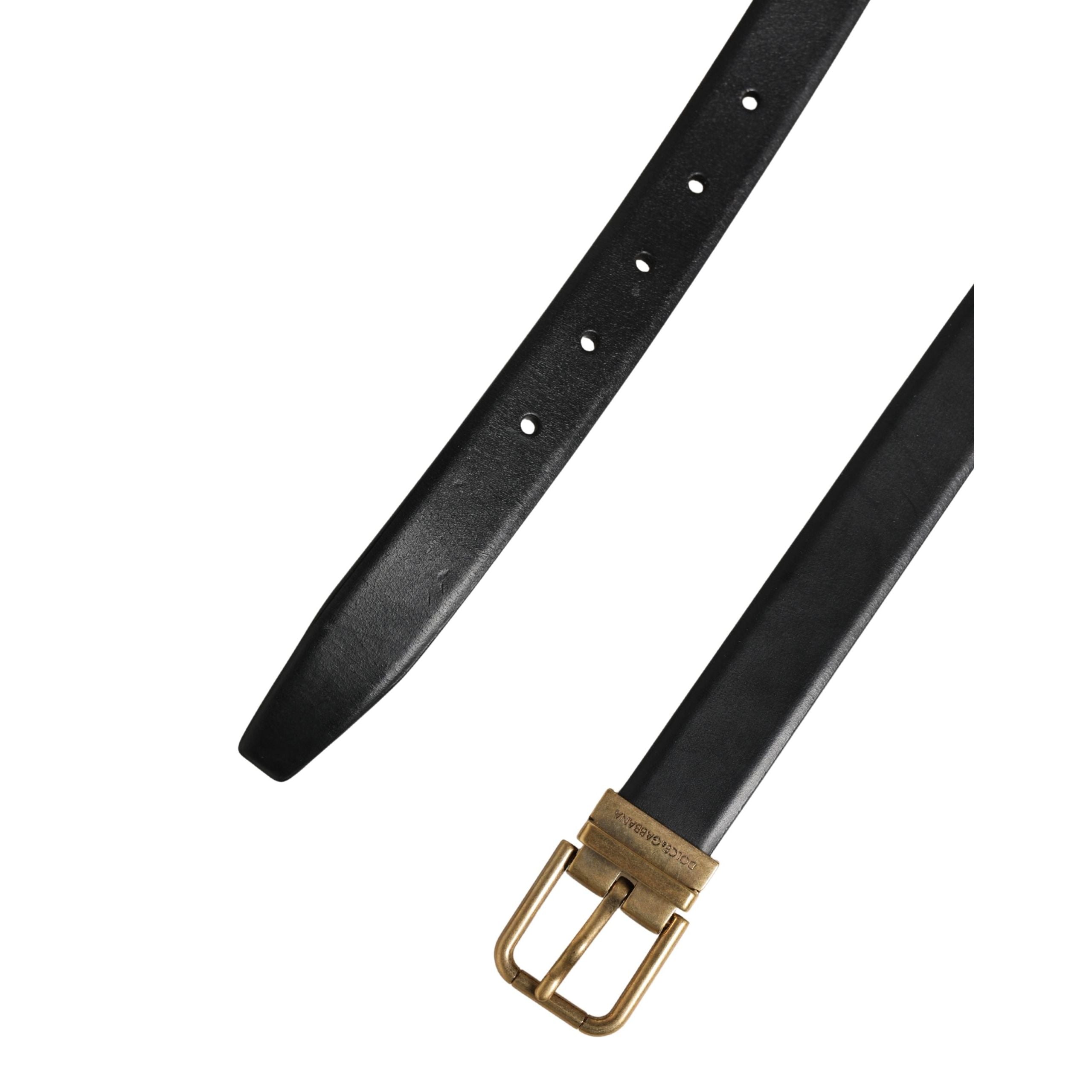 Dolce & Gabbana Black Classic Leather Metal Buckle Belt