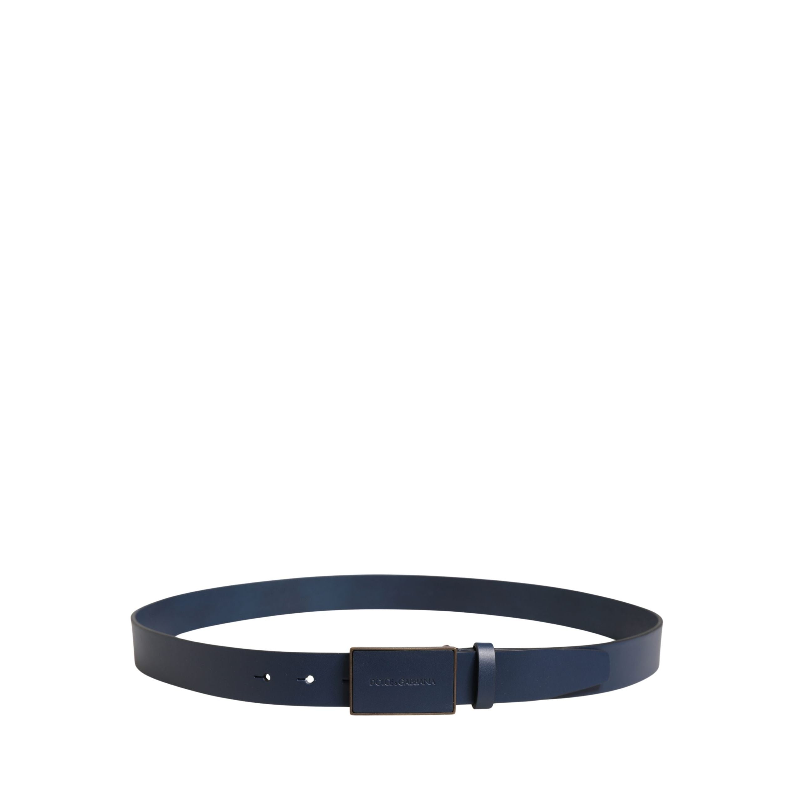 Ceinture Dolce & Gabbana Homme en cuir de veau bleu à boucle ardillon en métal ornée du logo