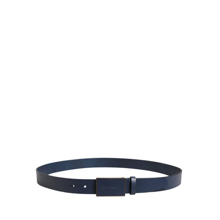 Ceinture Dolce & Gabbana Homme en cuir de veau bleu à boucle ardillon en métal ornée du logo