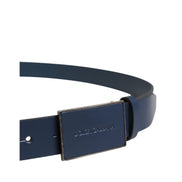 Ceinture Dolce & Gabbana Homme en cuir de veau bleu à boucle ardillon en métal ornée du logo
