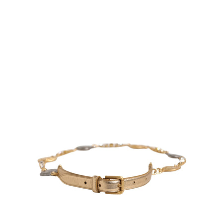 Cintura Dolce & Gabbana in ottone dorato con catena e fibbia in metallo con monete