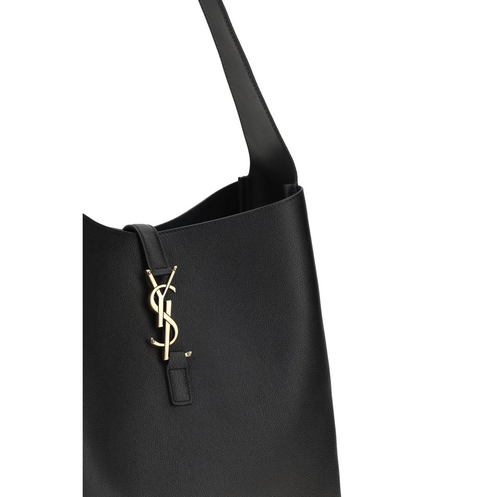 Borsa a tracolla Saint Laurent in pelle di vitello nera Bos Taurus
