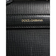 Dolce & Gabbana Borsa Da Viaggio In Pelle Nera Con Applicazione Auto Da Uomo