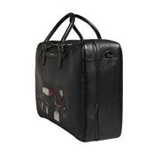 Dolce & Gabbana Borsa Da Viaggio In Pelle Nera Con Applicazione Auto Da Uomo