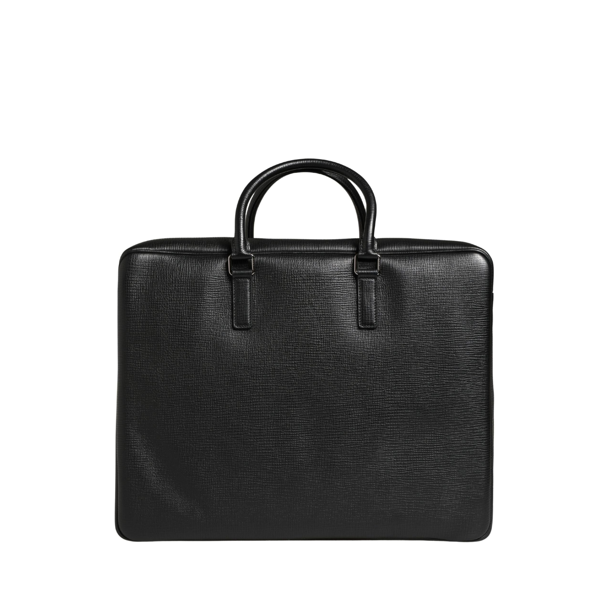 Dolce & Gabbana Borsa Da Viaggio In Pelle Nera Con Applicazione Auto Da Uomo
