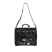 Dolce & Gabbana Borsa Da Viaggio In Pelle Nera Con Applicazione Auto Da Uomo