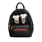 Sac à dos Dolce & Gabbana VULCANO en nylon noir orné #DGFAMILY