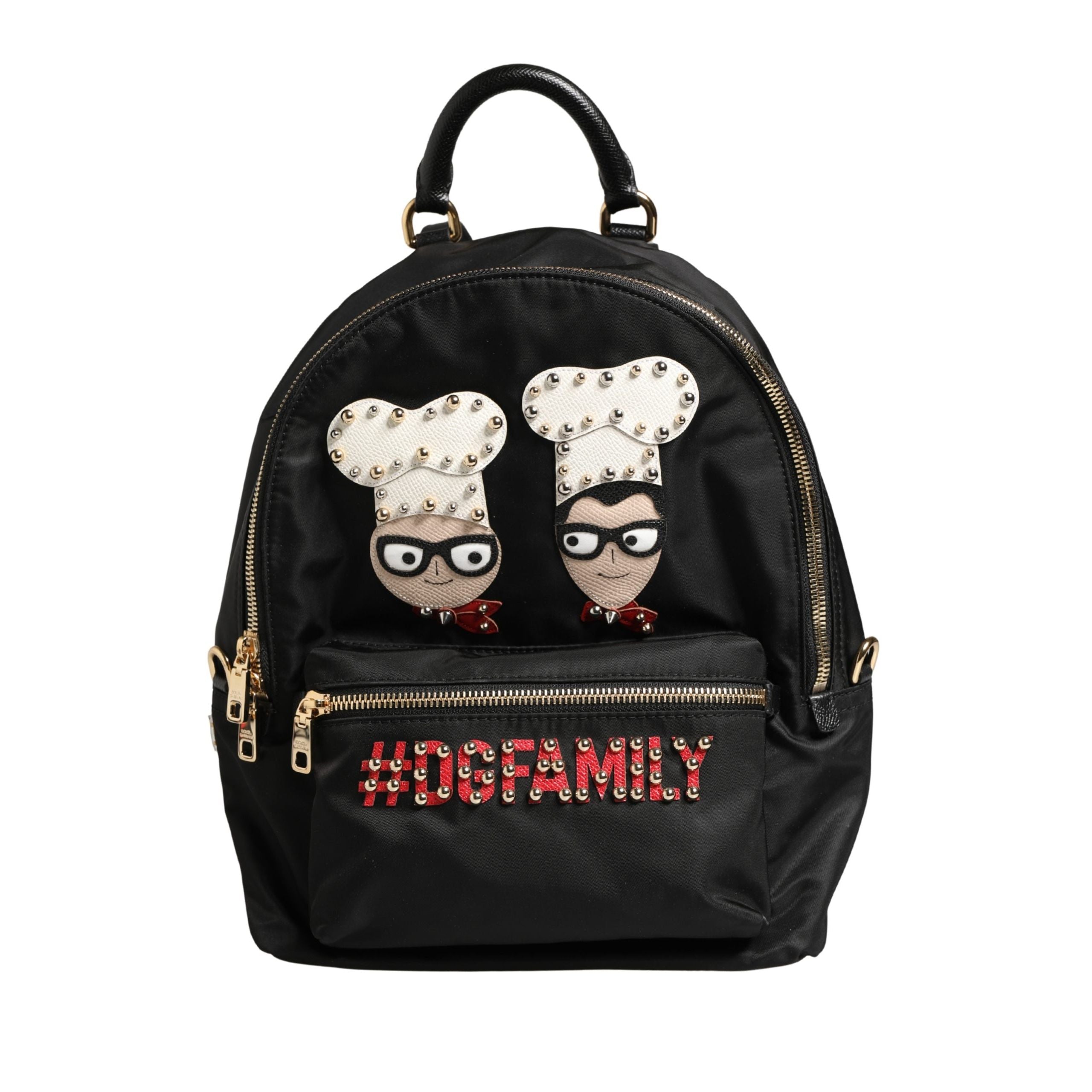 Sac à dos Dolce & Gabbana VULCANO en nylon noir orné #DGFAMILY