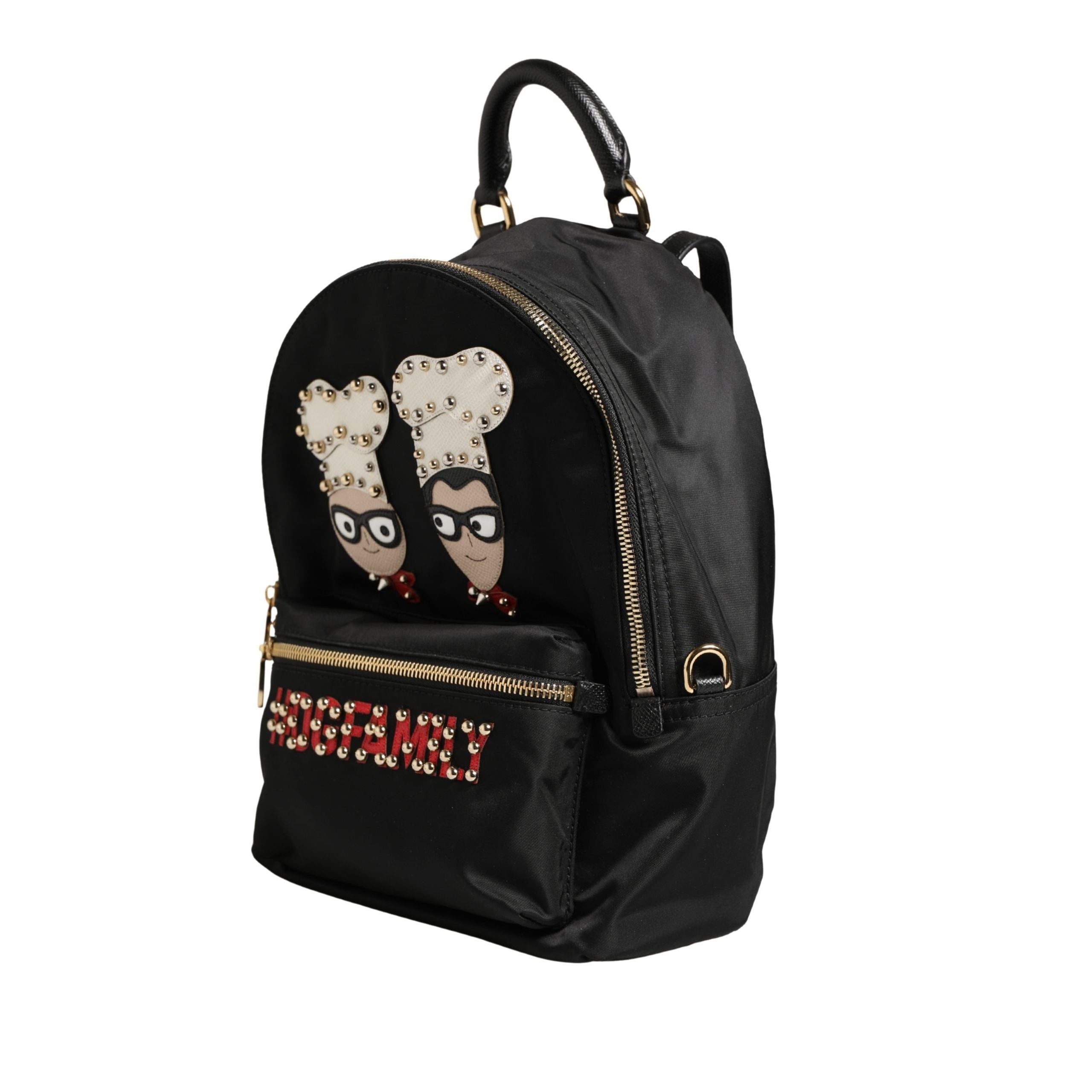 Sac à dos Dolce & Gabbana VULCANO en nylon noir orné #DGFAMILY