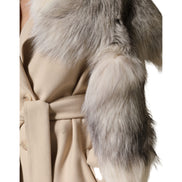 Dolce & Gabbana White Fox Fur Neck Wrap Warmer Winter Scarf