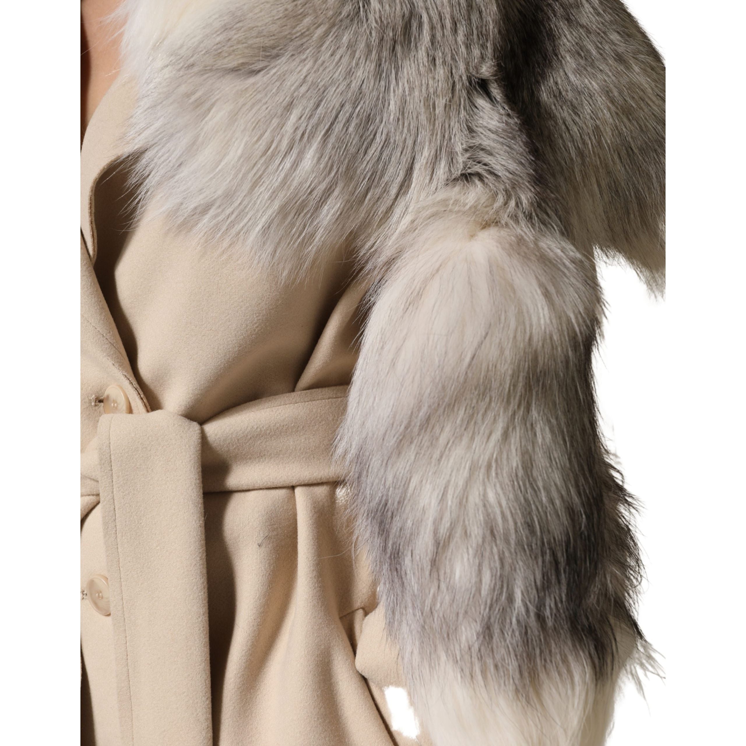Dolce & Gabbana White Fox Fur Neck Wrap Warmer Winter Scarf