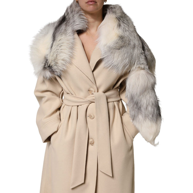 Dolce & Gabbana White Fox Fur Neck Wrap Warmer Winter Scarf