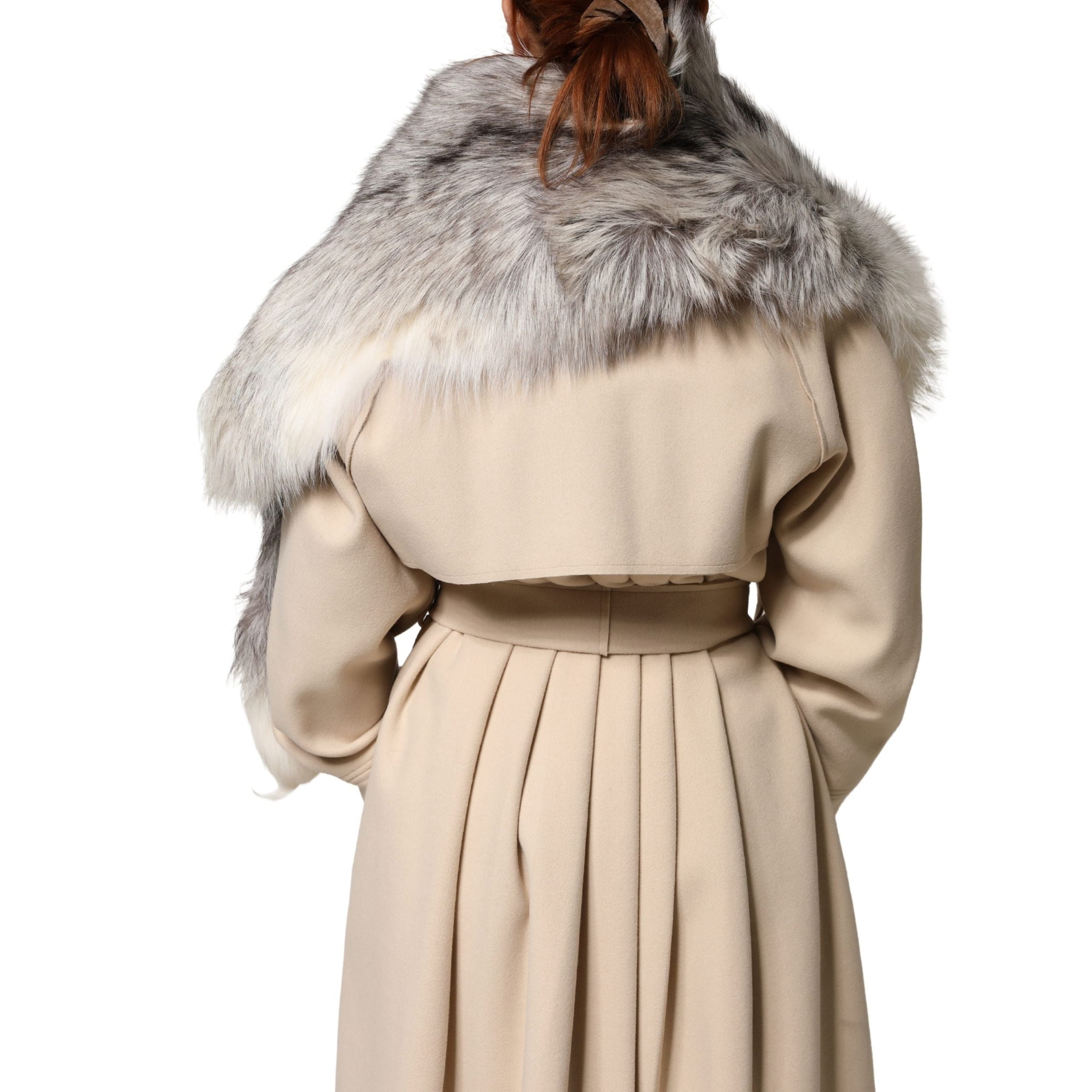Dolce & Gabbana White Fox Fur Neck Wrap Warmer Winter Scarf