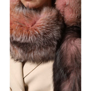 Dolce & Gabbana Pink Frost Fox Fur Neck Warmer Winter Scarf