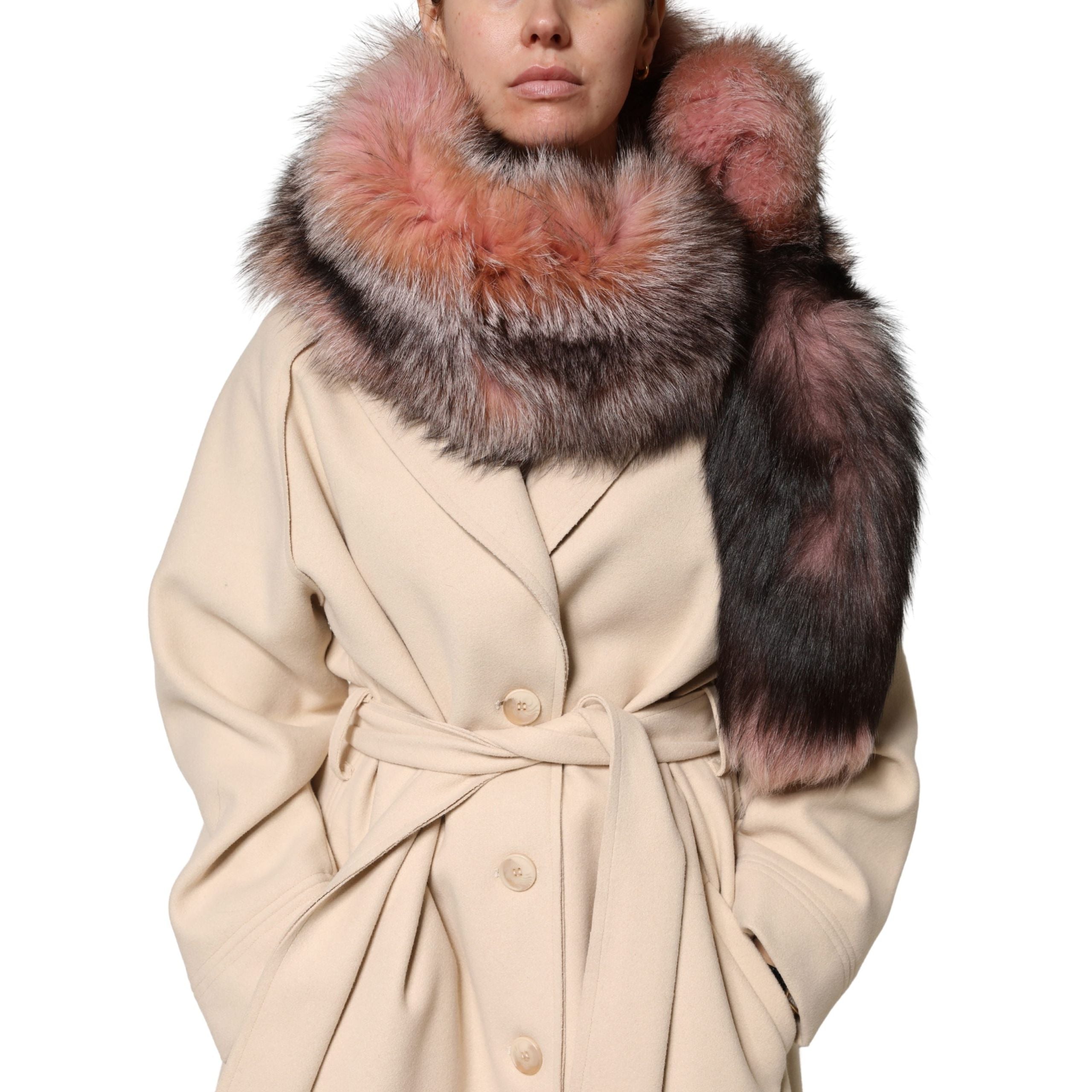 Dolce & Gabbana Pink Frost Fox Fur Neck Warmer Winter Scarf