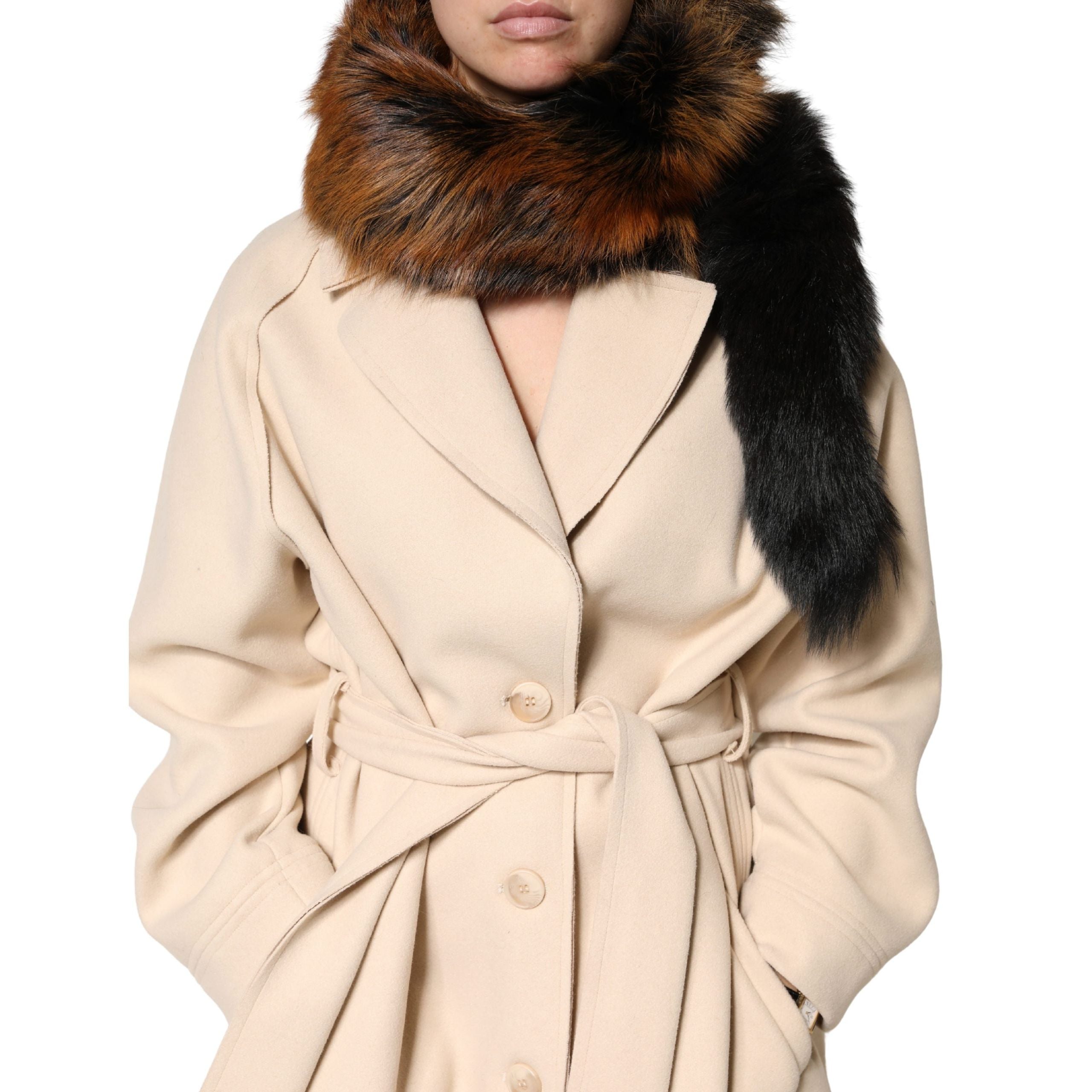 Dolce & Gabbana Brown Red Fox Fur Neck Warmer Winter Scarf