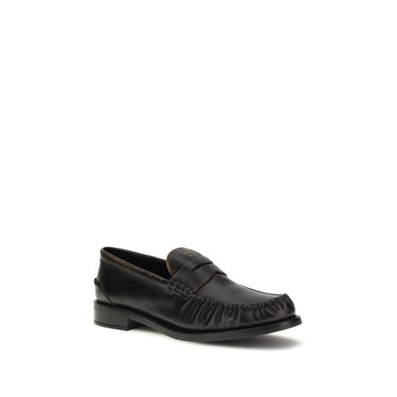 Mocassins à enfiler Prada en cuir de veau noir