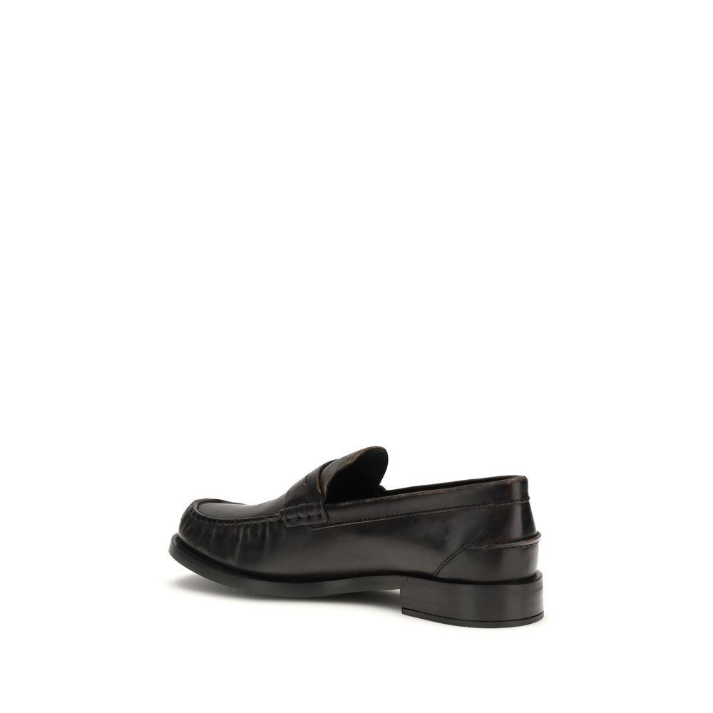 Mocassins à enfiler Prada en cuir de veau noir