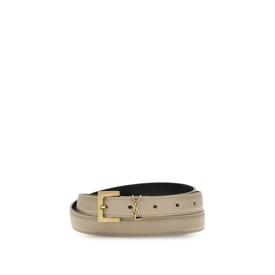 Saint Laurent Beige Calf Leather Thin Belt