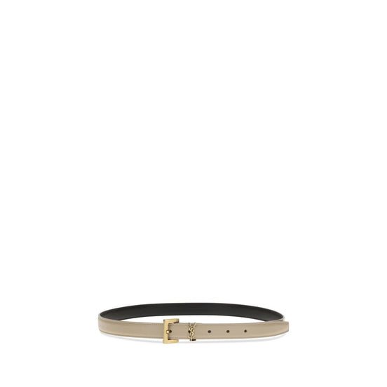 Saint Laurent Beige Calf Leather Thin Belt