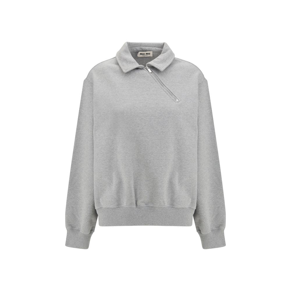 Sweat-shirt en coton gris Miu Miu