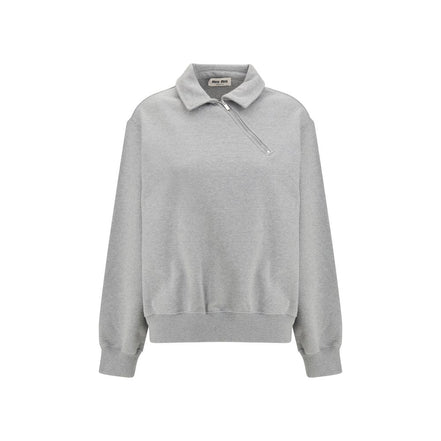 Sweat-shirt en coton gris Miu Miu