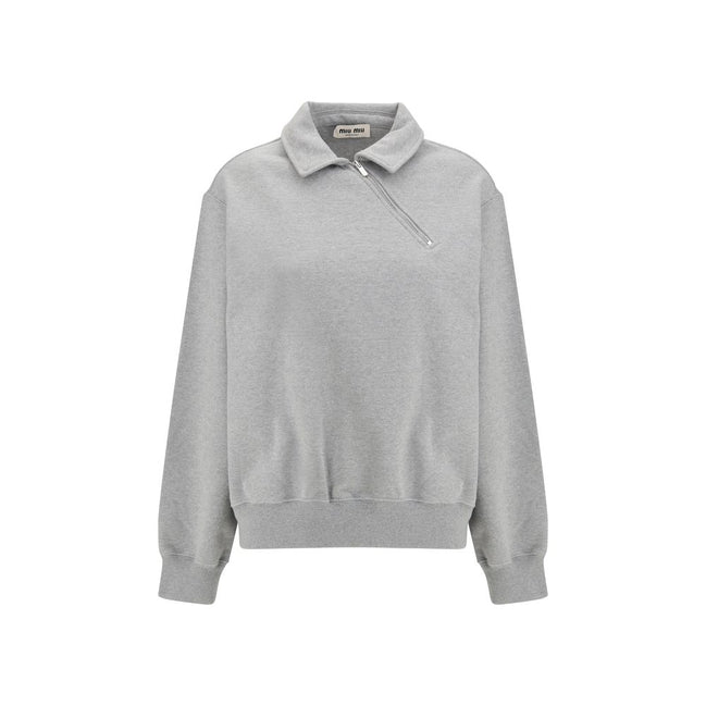 Sweat-shirt en coton gris Miu Miu