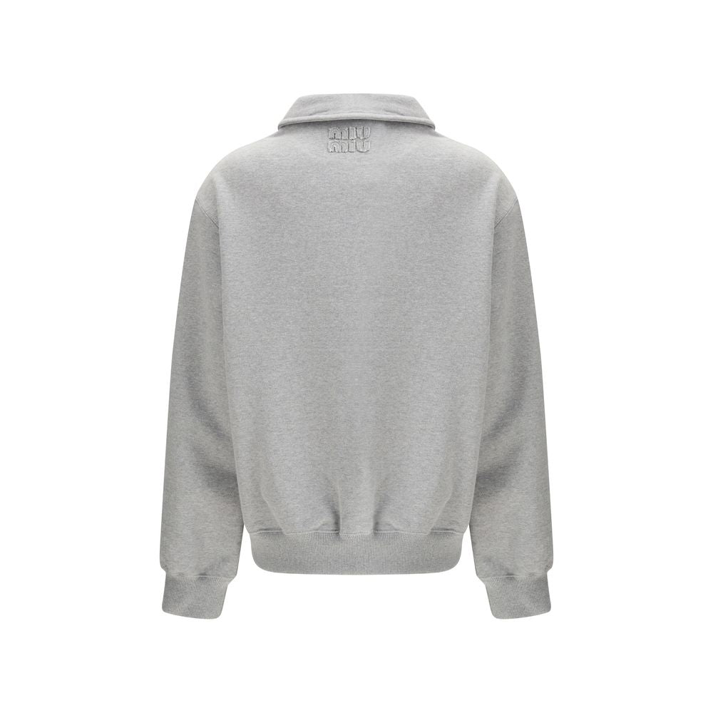 Sweat-shirt en coton gris Miu Miu