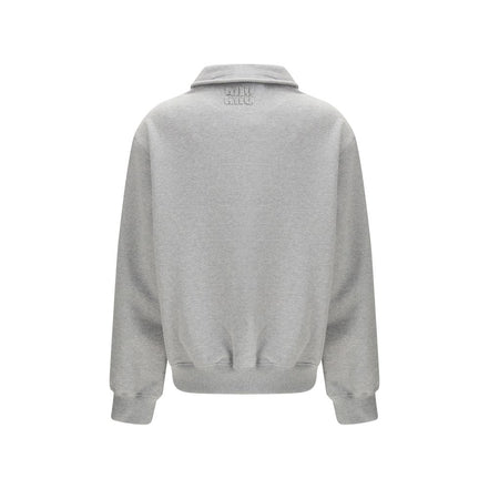 Sweat-shirt en coton gris Miu Miu