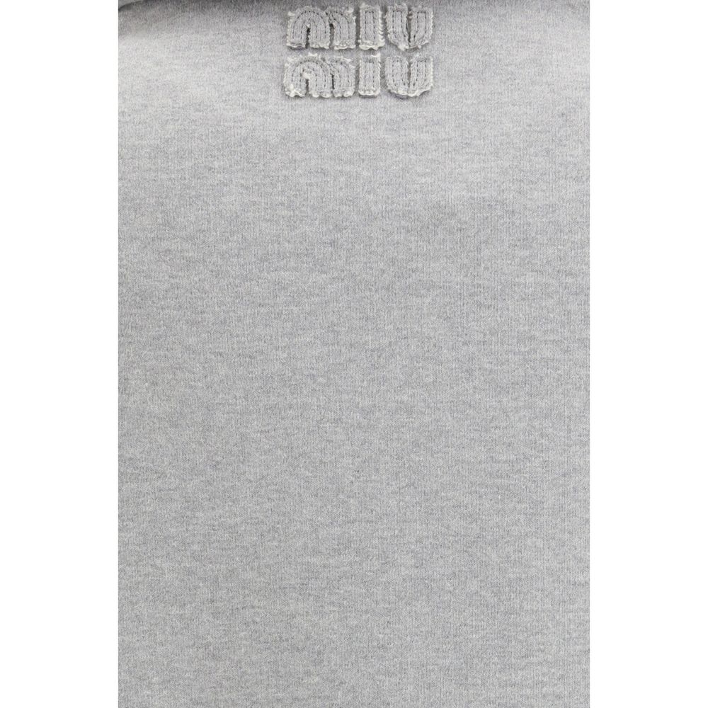 Sweat-shirt en coton gris Miu Miu