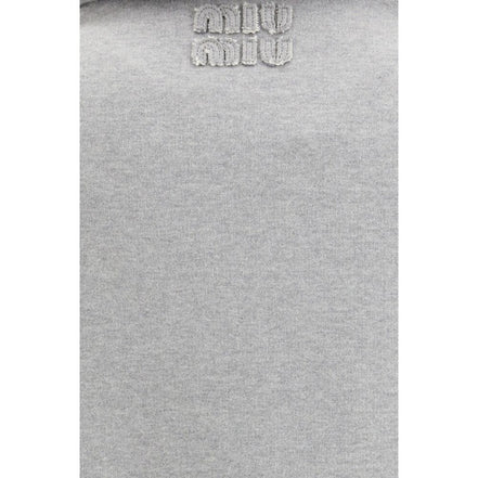 Sweat-shirt en coton gris Miu Miu