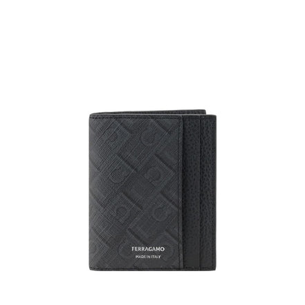 Portefeuille Ferragamo en cuir de veau noir Bos Taurus