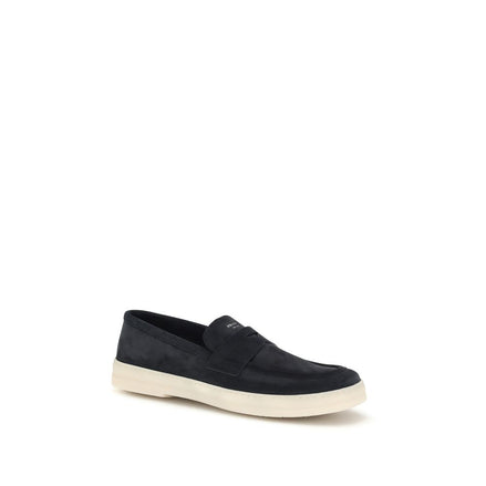 Prada Blue Calf Leather Slip-On Loafers
